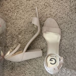 EUC block heel sandals in nude